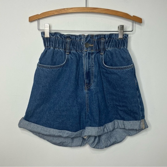 H&M paper bag denim shorts high waist size XS - Picture 2 of 6